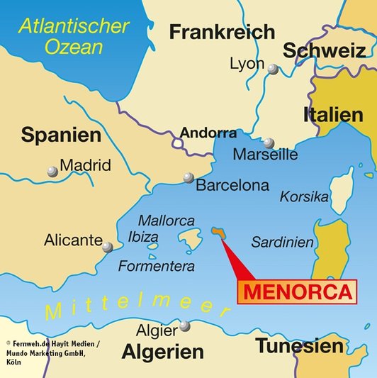 Menorca Lagekarte - copyright Hayit Medien